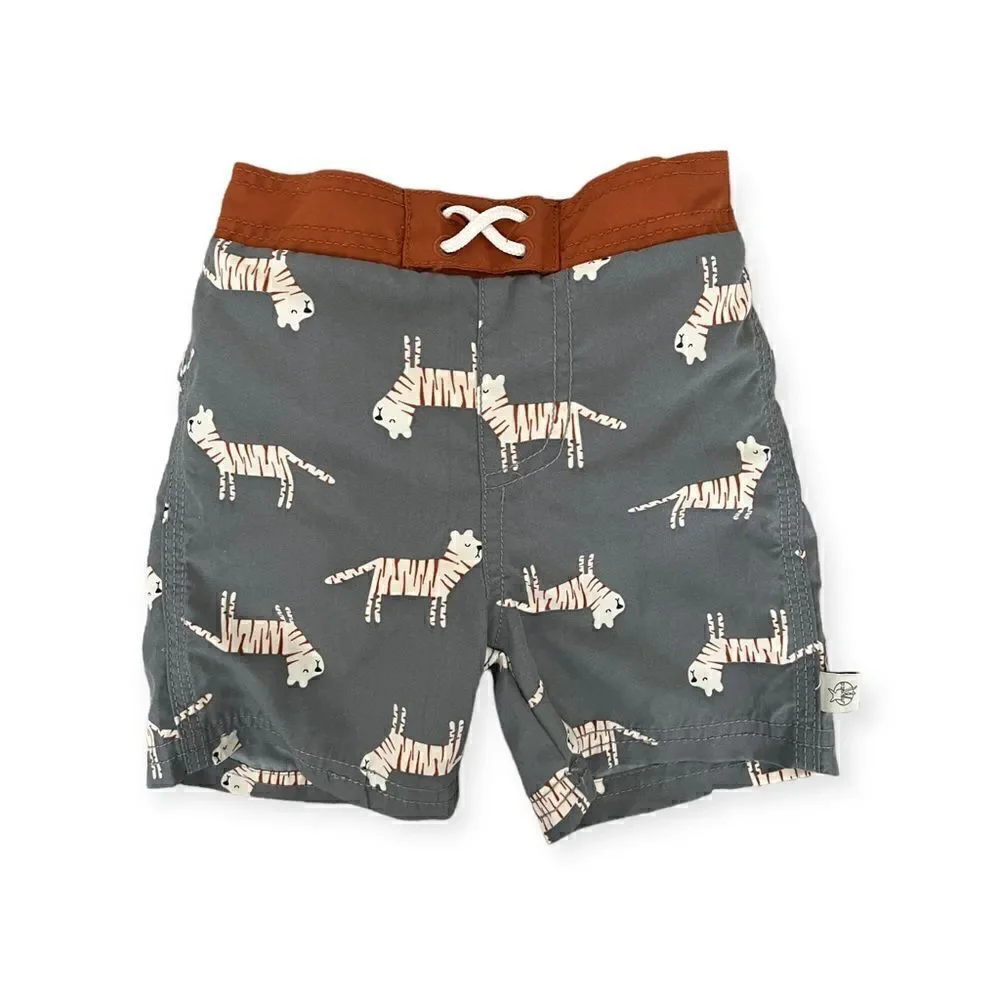 Lassig Board Shorts, Tiger/Grey,  NWOT, 7-12 months